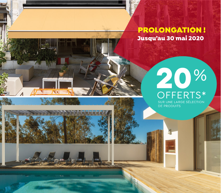 Illustration entreprise Offre spéciale stores, pergolas et moustiquaires Prolongation jusqu'au 30 mai 2020